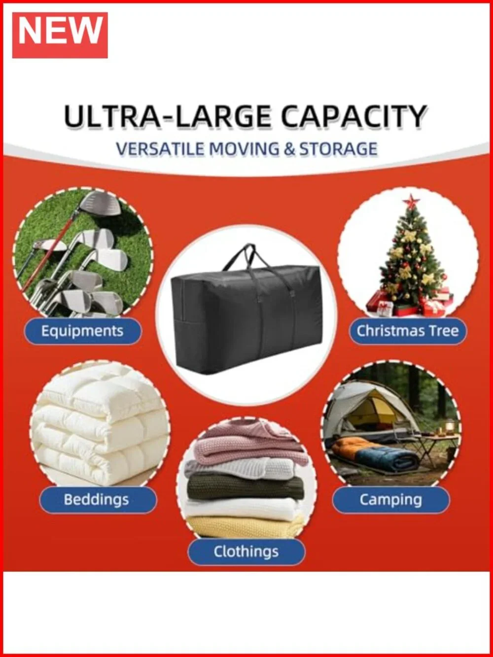 Extra Large Travel Duffel Bag, 100L Waterproof, Durable Zippers, Heavy Duty